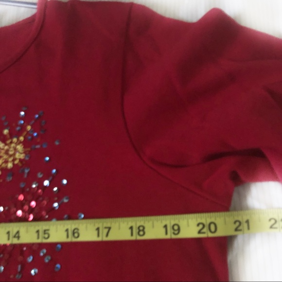 Quacker Factory 4 of July Red Women 100% Cotton Sequins embroidered 3/4 sleeve M - Picture 5 of 8